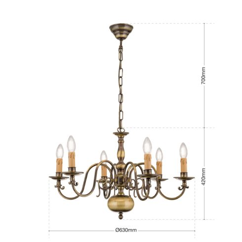 Orion Csillár OR 1235-6 Patina FLAMISCH 001811