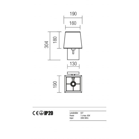Redo Fali lámpa 01-1146-SN-SPWSQ-BG SAVOY