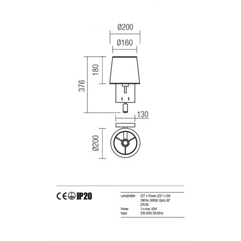 Redo Fali lámpa 01-1147-SN-SCWR-BG SAVOY