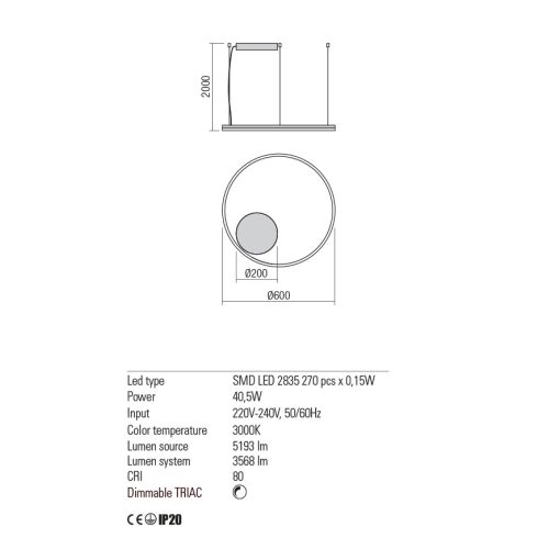 Redo Függeszték 01-1710-TRIAC ORBIT