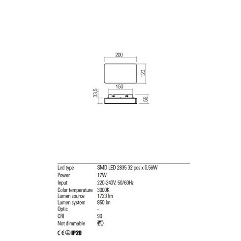 Redo Fali lámpa 01-2386 TABLET