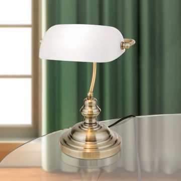   Orion Asztali lámpa OR 4-587-1 Patina-opal BANKERSLAMP 150878