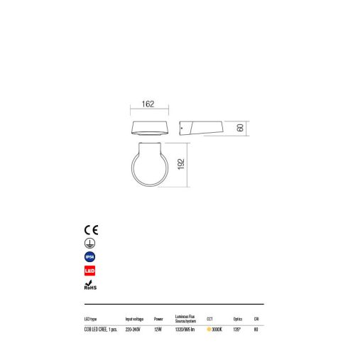 Redo Kültéri fali lámpa PHASER 90045