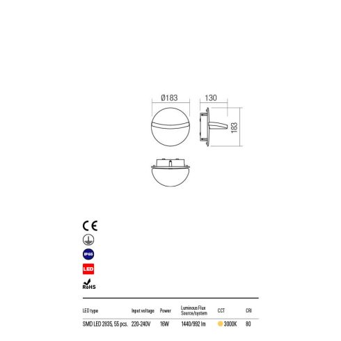 Redo Kültéri fali lámpa GIMBAL 90067