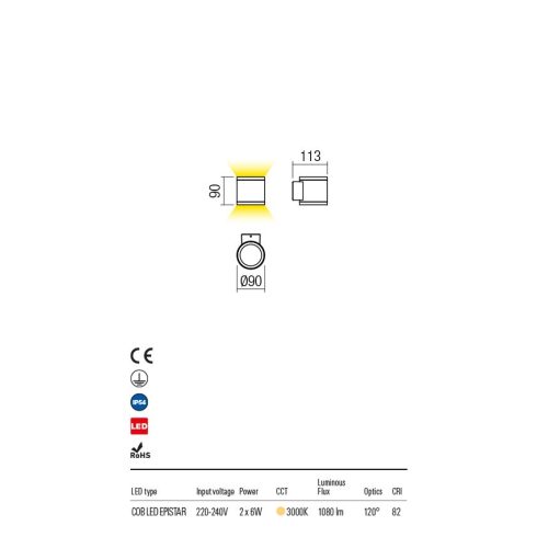 Redo OUT Kültéri fali lámpa 9592 Eta