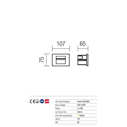 Redo OUT Kültéri falba süllyesztett lámpa 9636 INNER