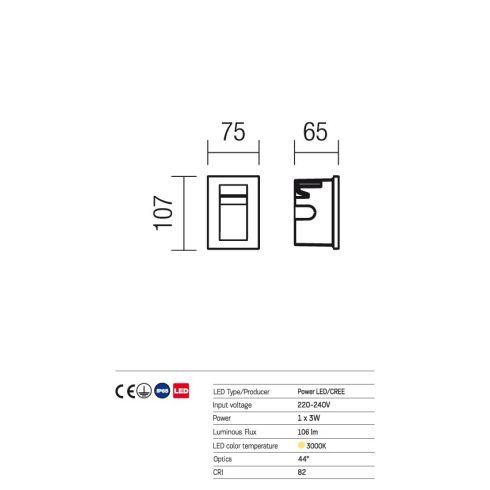 Redo OUT Kültéri falba süllyesztett lámpa 9638 INNER