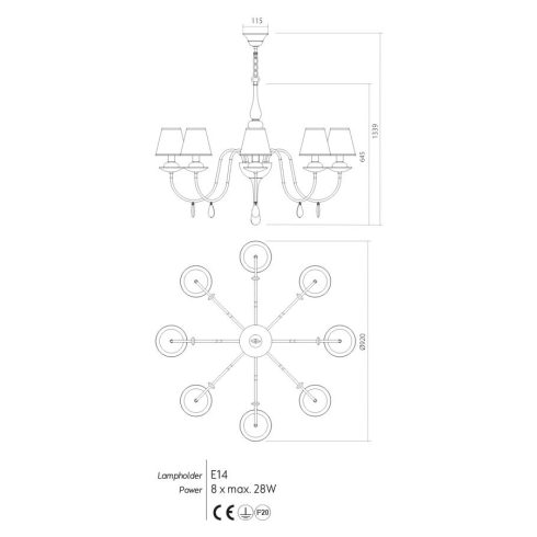 Incanti Csillár IEL C8 23 02 ELIZEE